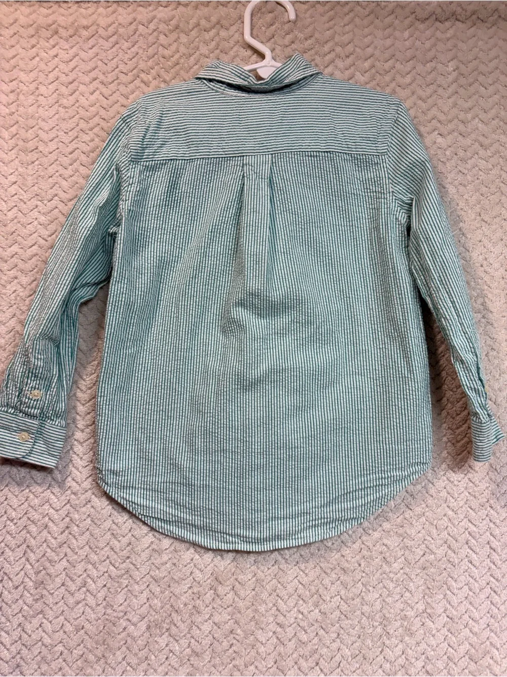 Ralph‎ Lauren Seersucker Button Down Shirt Size 5 Green White Striped Boys Pony